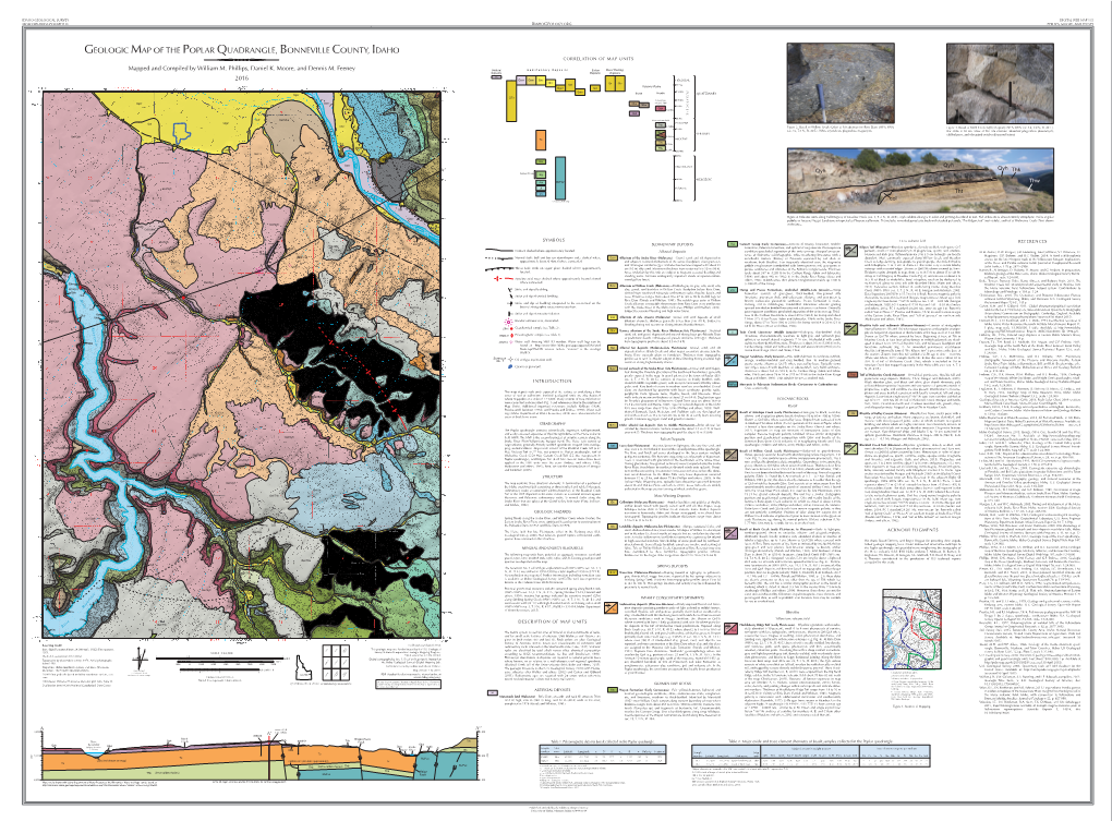 Geologic Map of the Poplar Quadrangle, Bonneville County, Idaho Correlation of Map Units