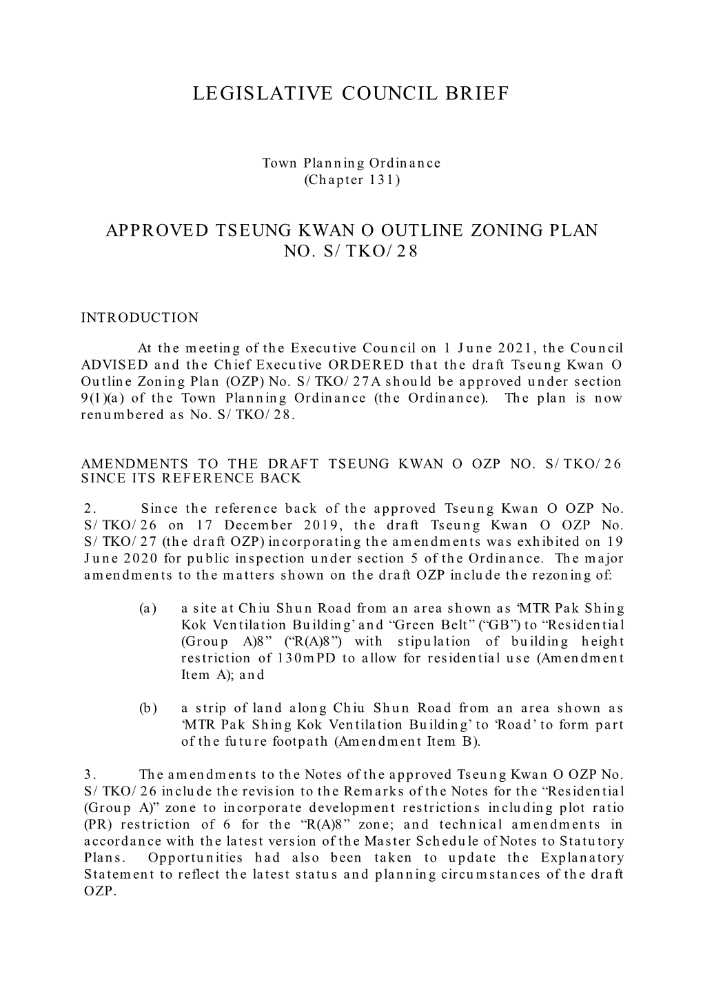 Approved Tseung Kwan O Outline Zoning Plan No. S/Tko/28