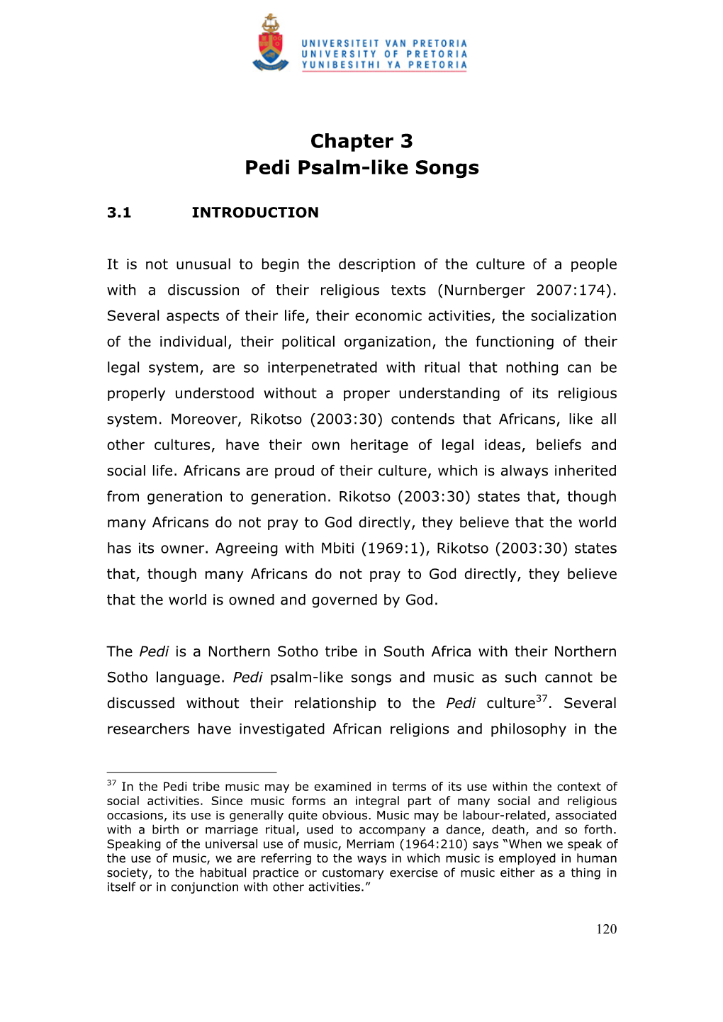 Chapter 3 Pedi Psalm-Like Songs