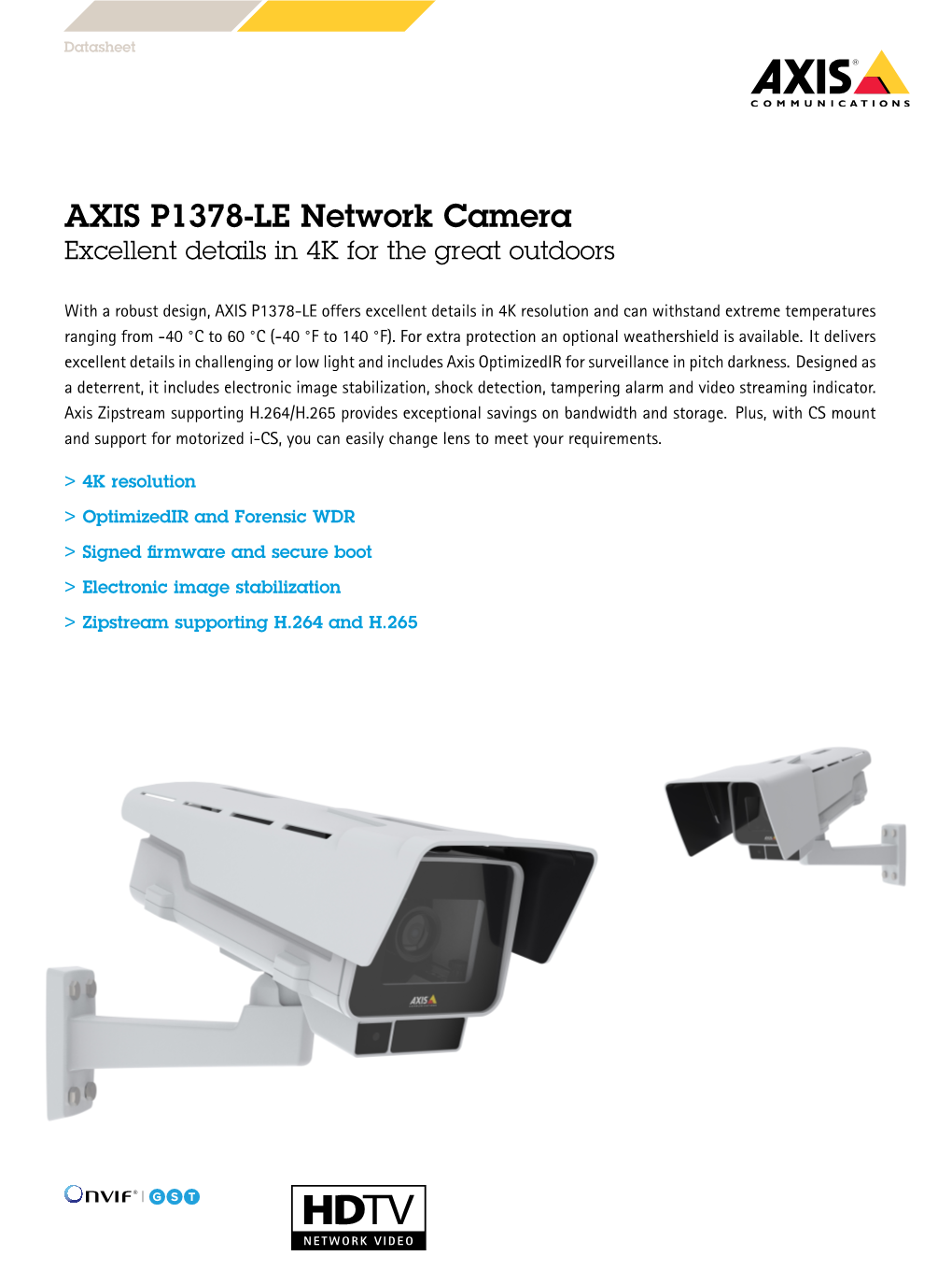 AXIS P1378-LE Network Camera Excellent Details in 4K for the Great Outdoors