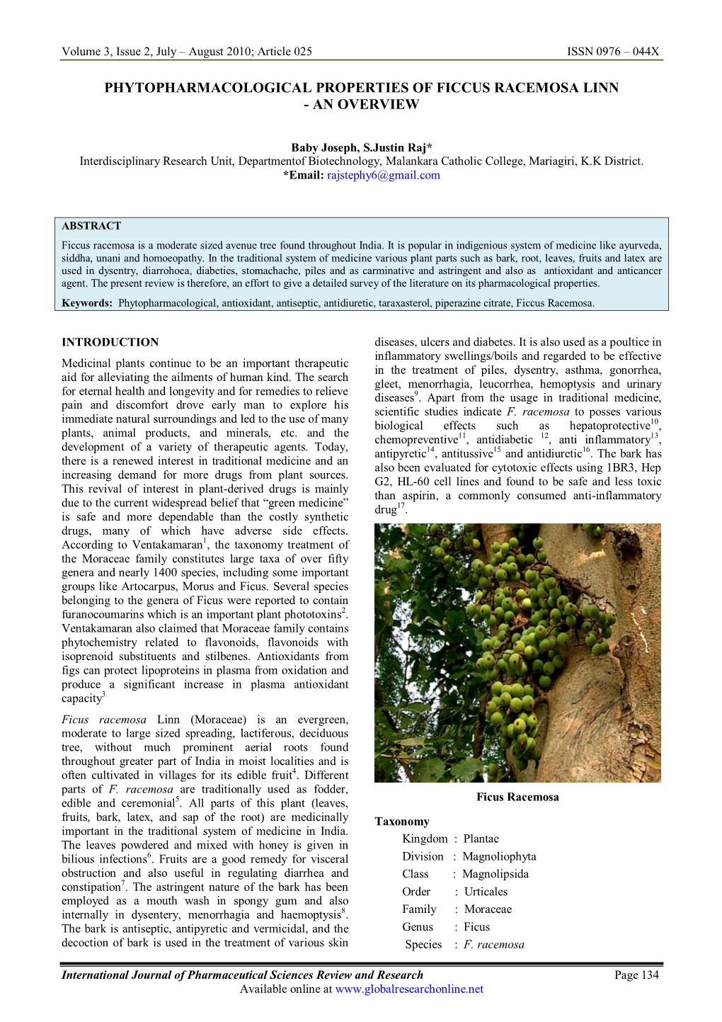 Volume 3, Issue 2, July – August 2010; Article 025 ISSN 0976 – 044X