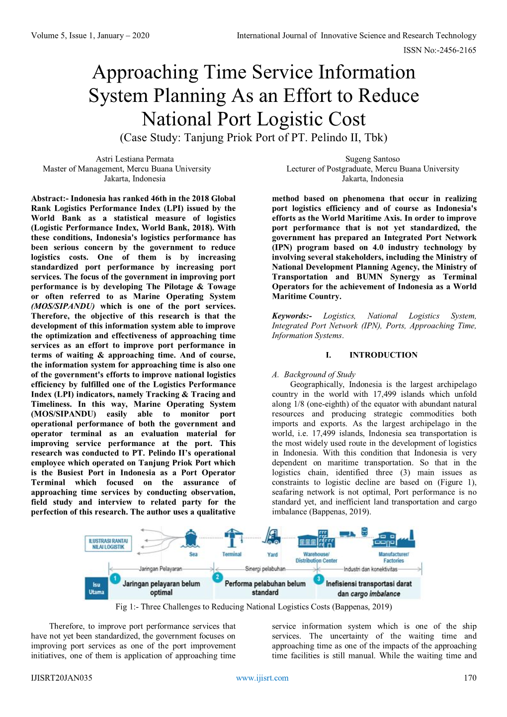 Approaching Time Service Information System Planning As an Effort to Reduce National Port Logistic Cost (Case Study: Tanjung Priok Port of PT