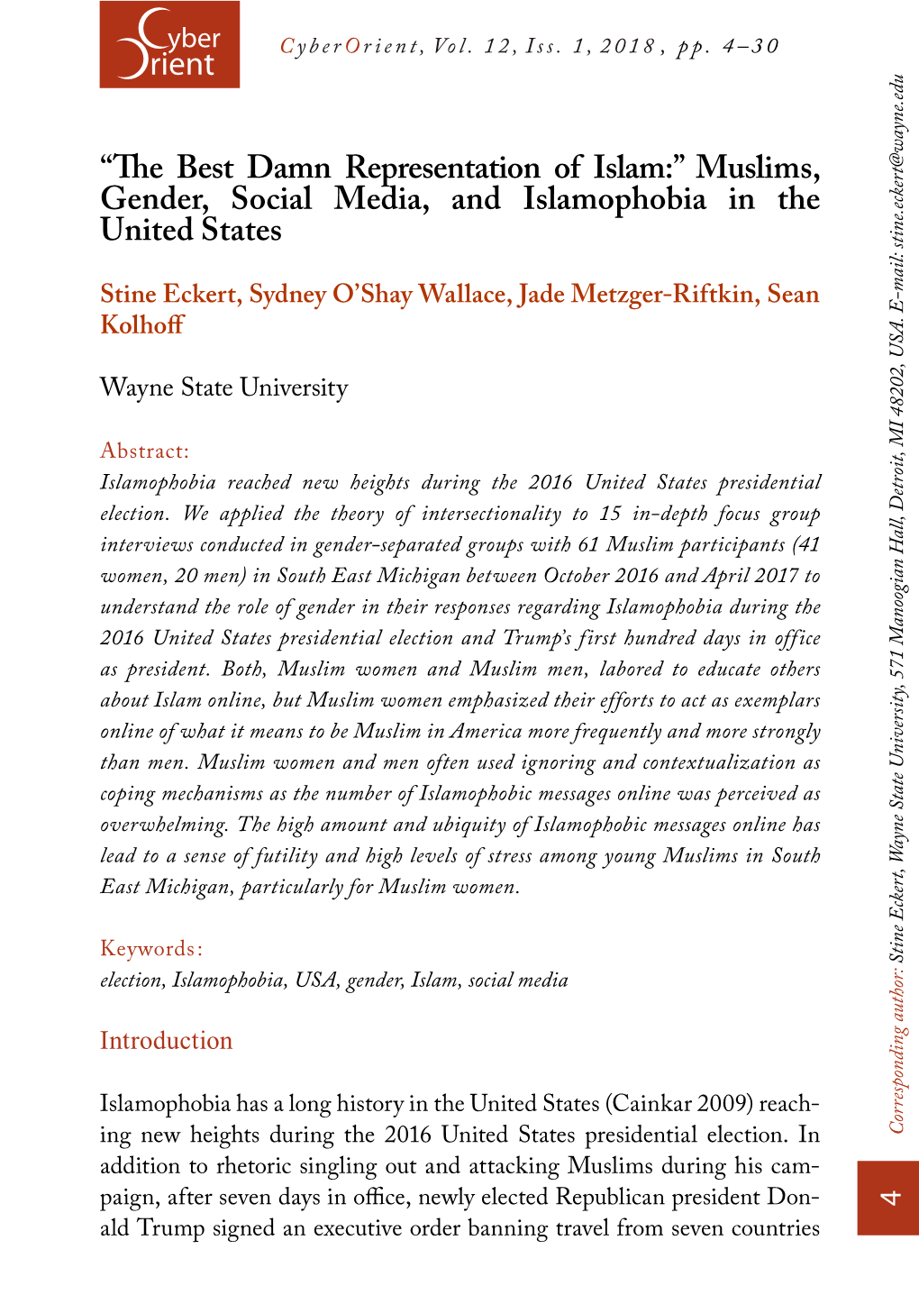 Muslims, Gender, Social Media, and Islamophobia in the United States