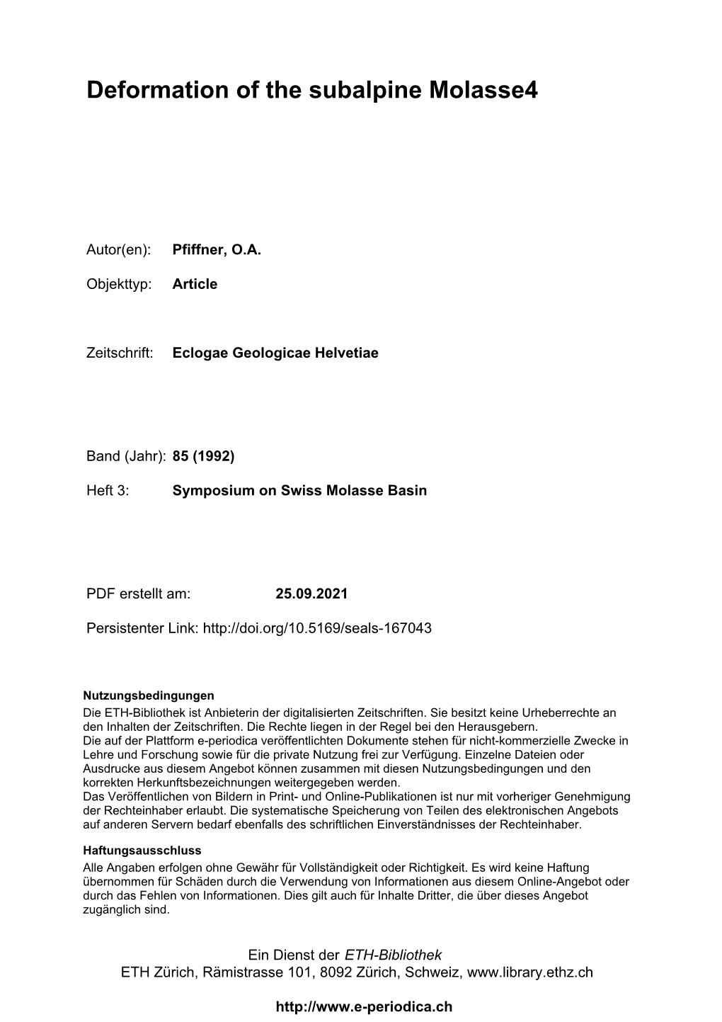 Deformation of the Subalpine Molasse4