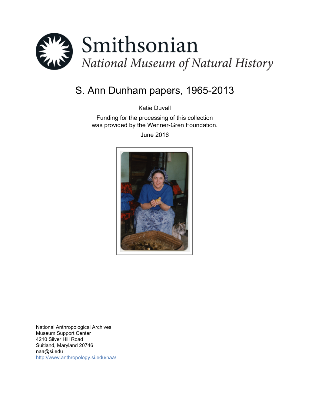 S. Ann Dunham Papers, 1965-2013