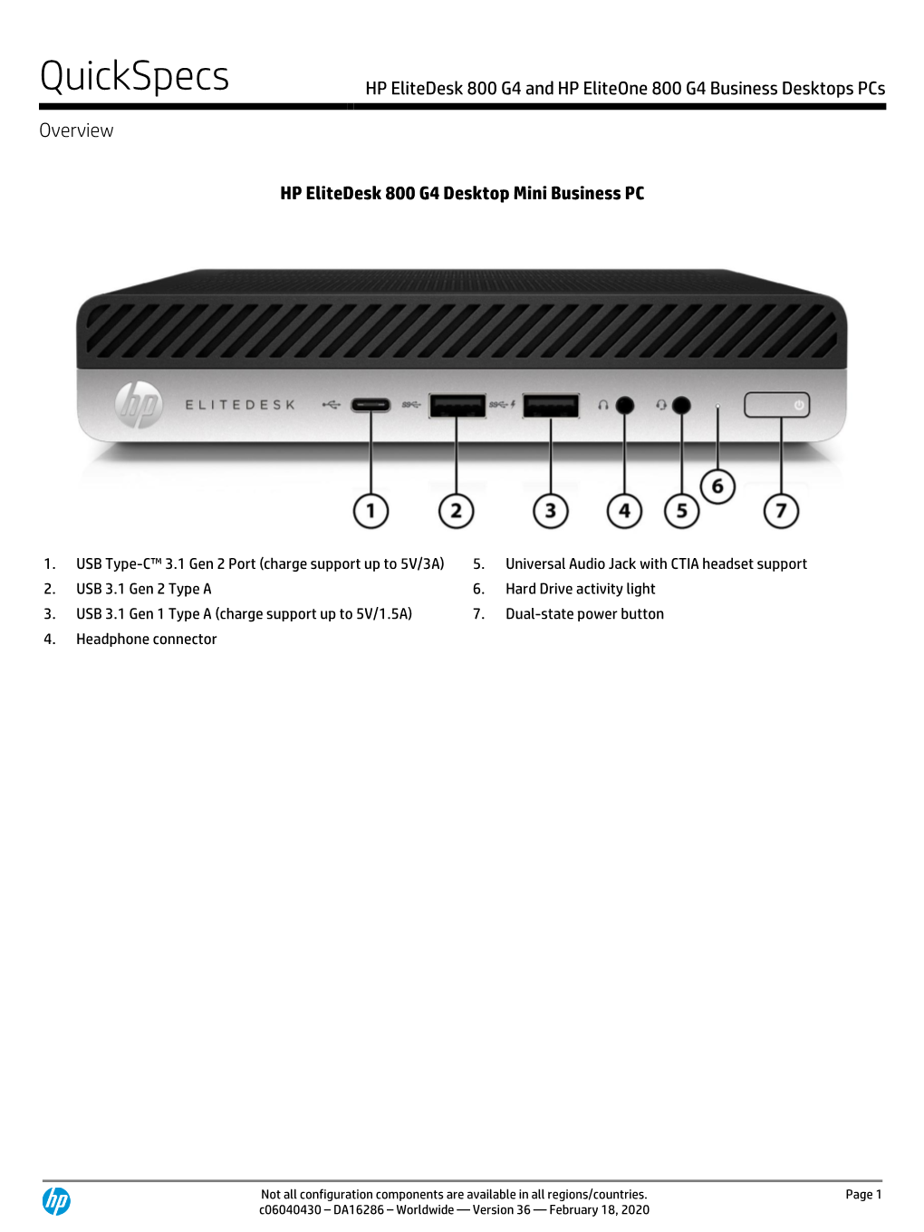 HP Elitedesk 800 G4 Business Desktops