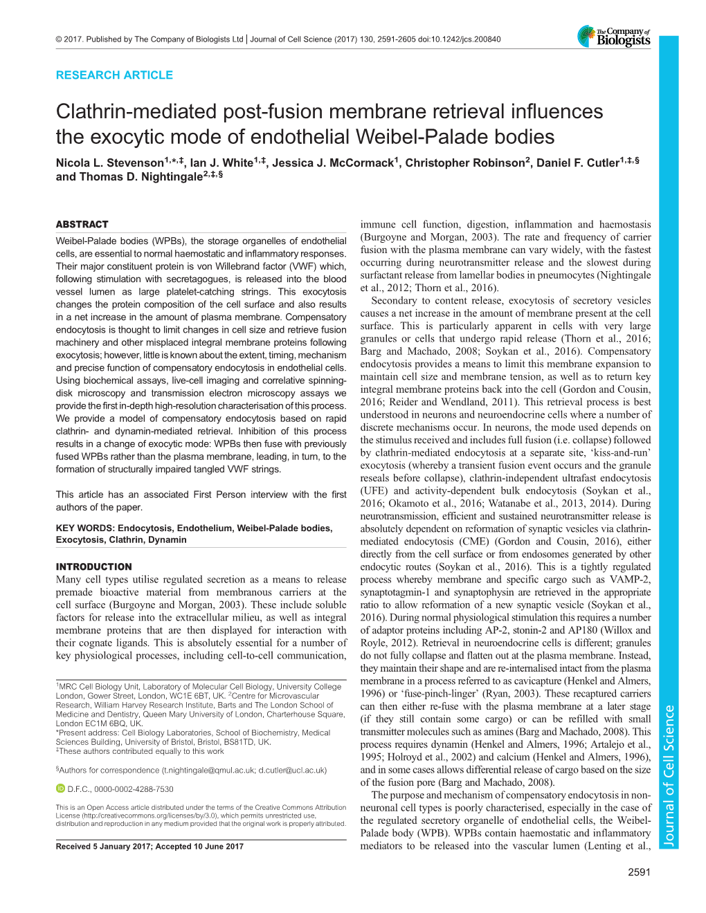 Clathrin-Mediated Post-Fusion Membrane Retrieval Influences the Exocytic Mode of Endothelial Weibel-Palade Bodies Nicola L