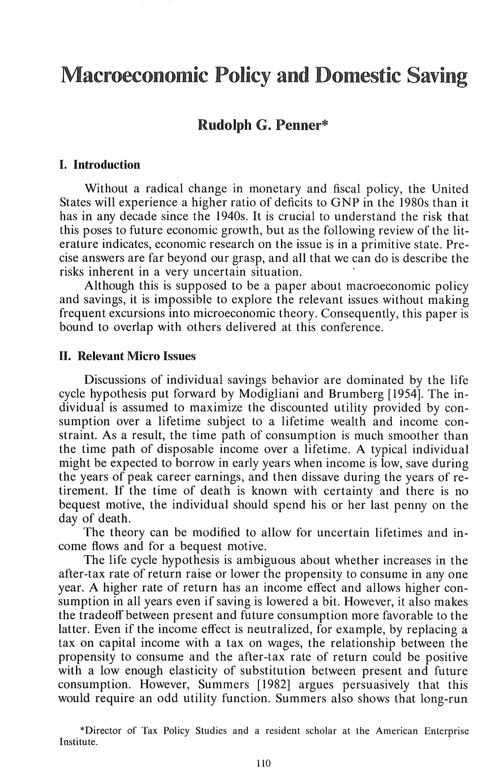 Macroeconomic Policy and Domestic Saving