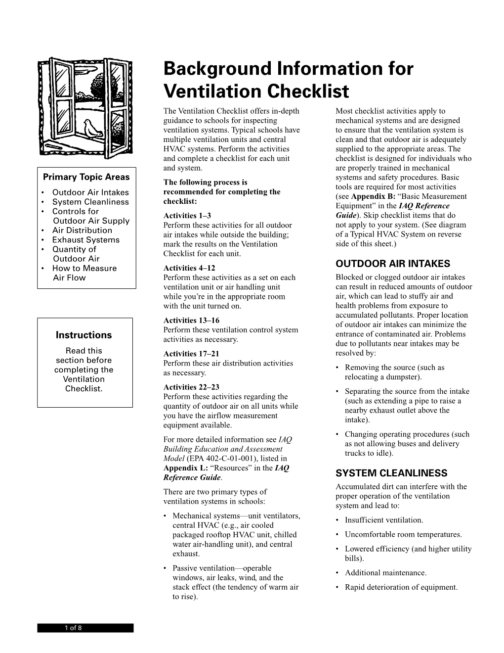 Background Information for Ventilation Checklist