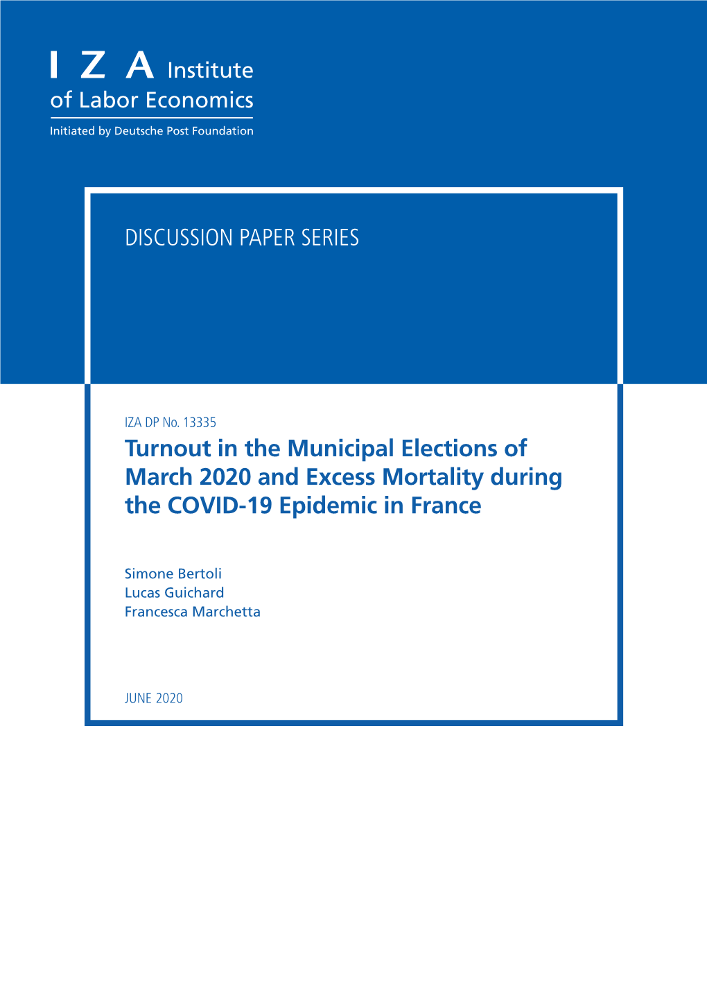 Turnout in the Municipal Elections of March 2020 and Excess Mortality During the COVID-19 Epidemic in France