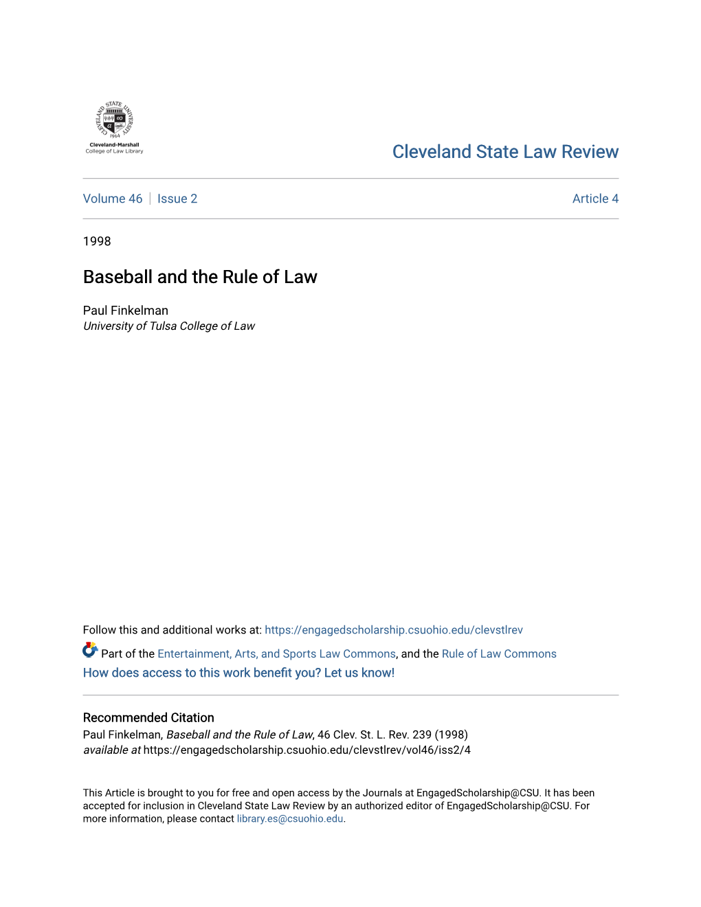 Baseball and the Rule of Law