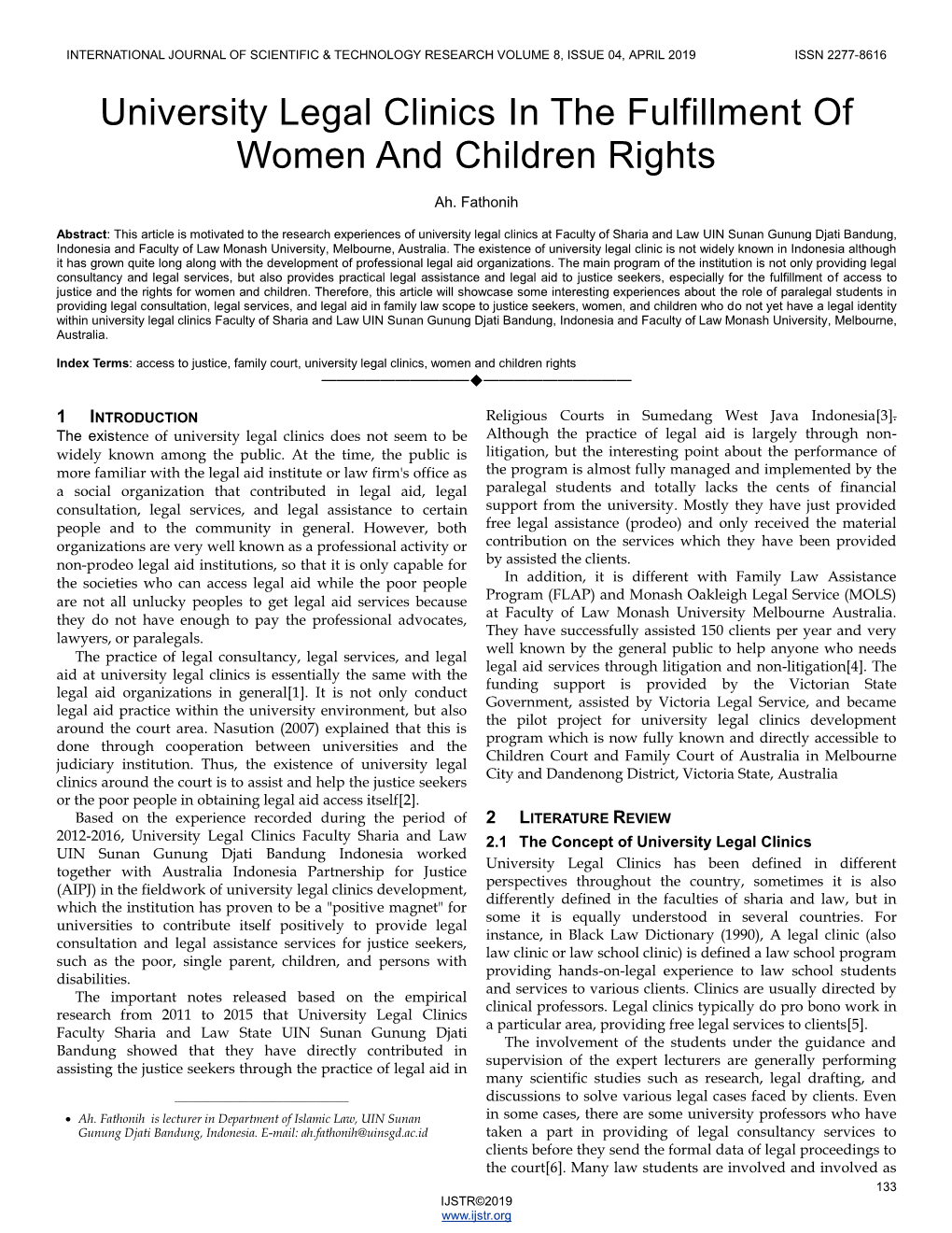 University Legal Clinics in the Fulfillment of Women and Children Rights