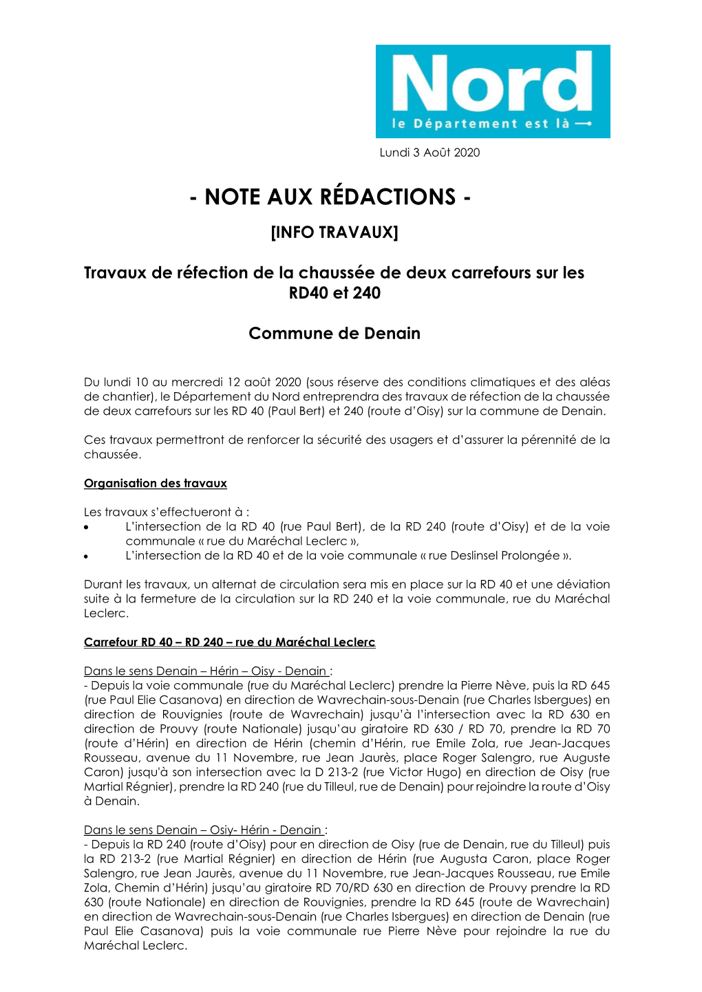 Note Aux Rédactions