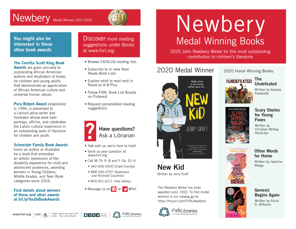 Newbery Medal Winners 2011-2020