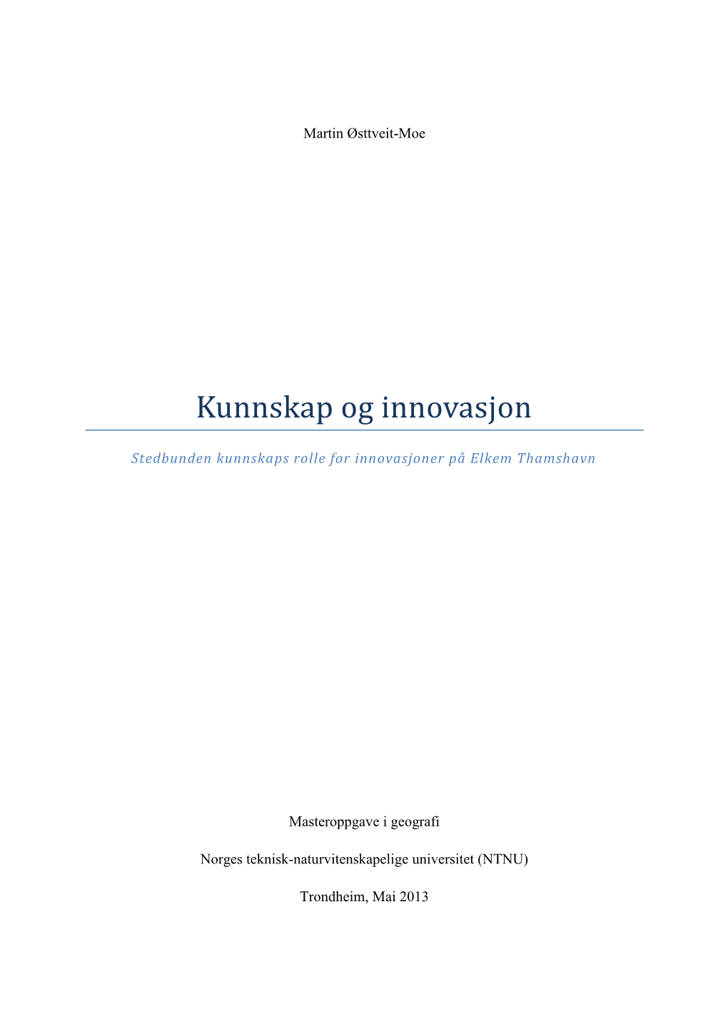 Kunnskap Og Innovasjon