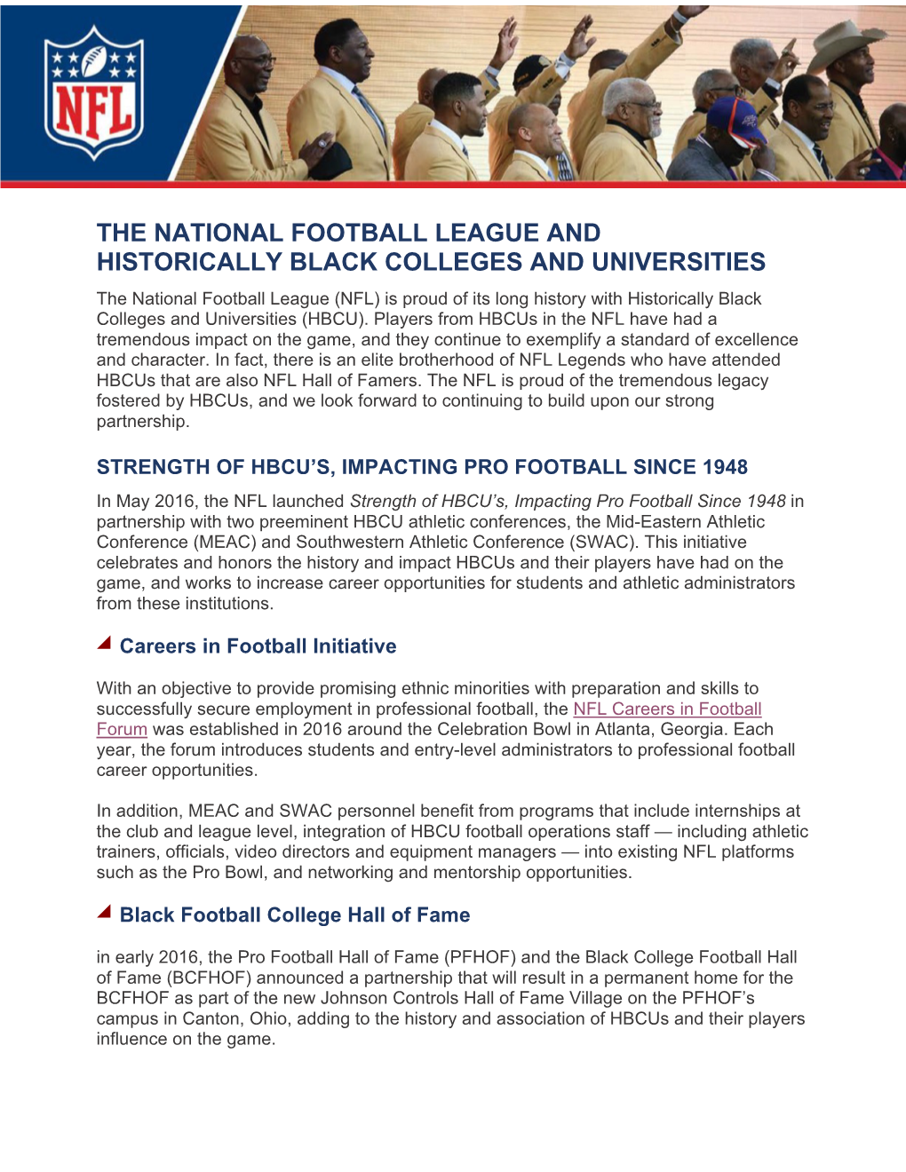 The National Football League and Historically Black Colleges and Universities