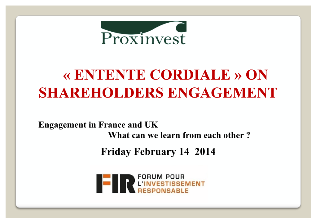 Presentation Proxinvest FIR-HSBC