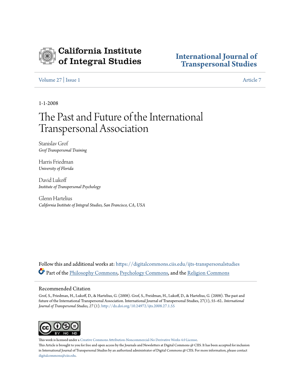 The Past and Future of the International Transpersonal