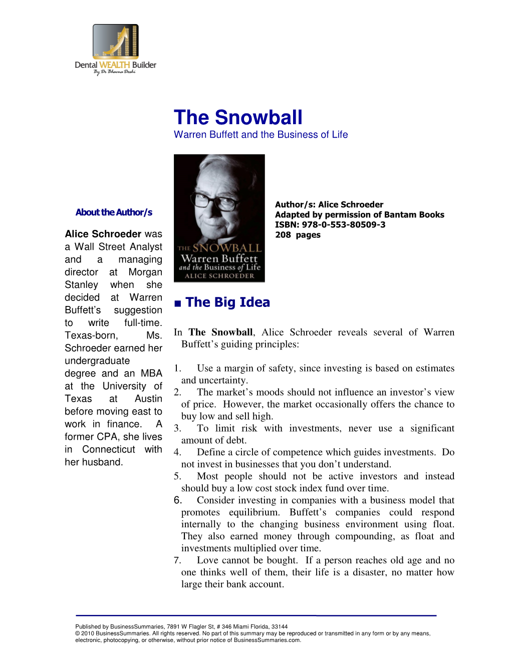 The Snowball Warren Buffett and the Business of Life