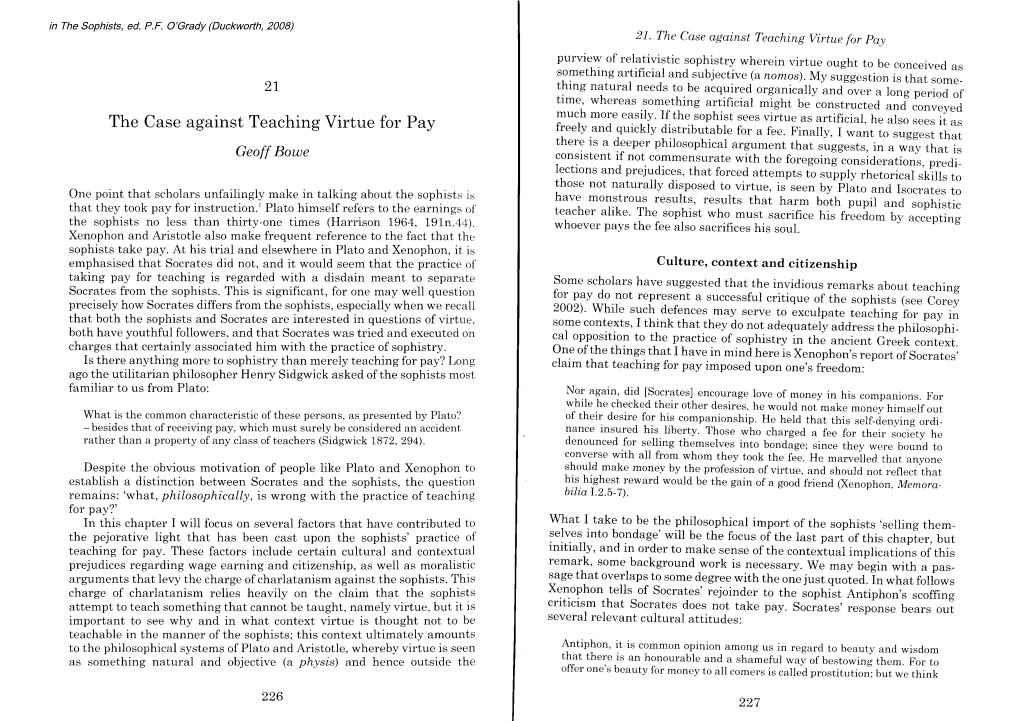 2L the Case Against Teaching Virtue for Pay Geoff Boute