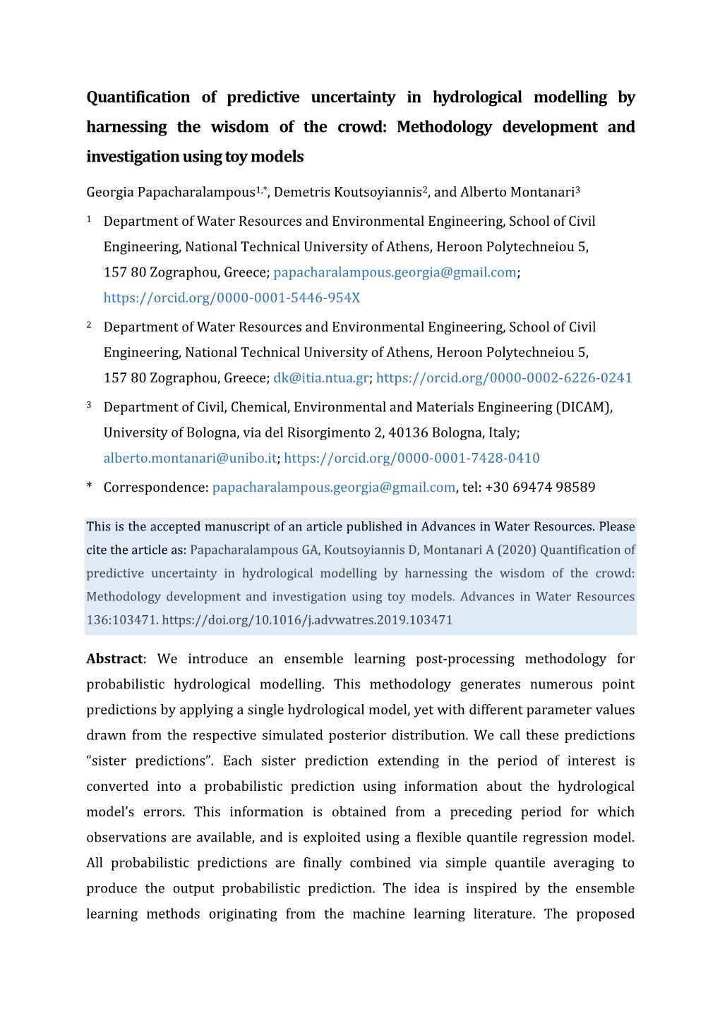 Quantification of Predictive Uncertainty in Hydrological Modelling by Harnessing the Wisdom of the Crowd: Methodology Development and Investigation Using Toy Models