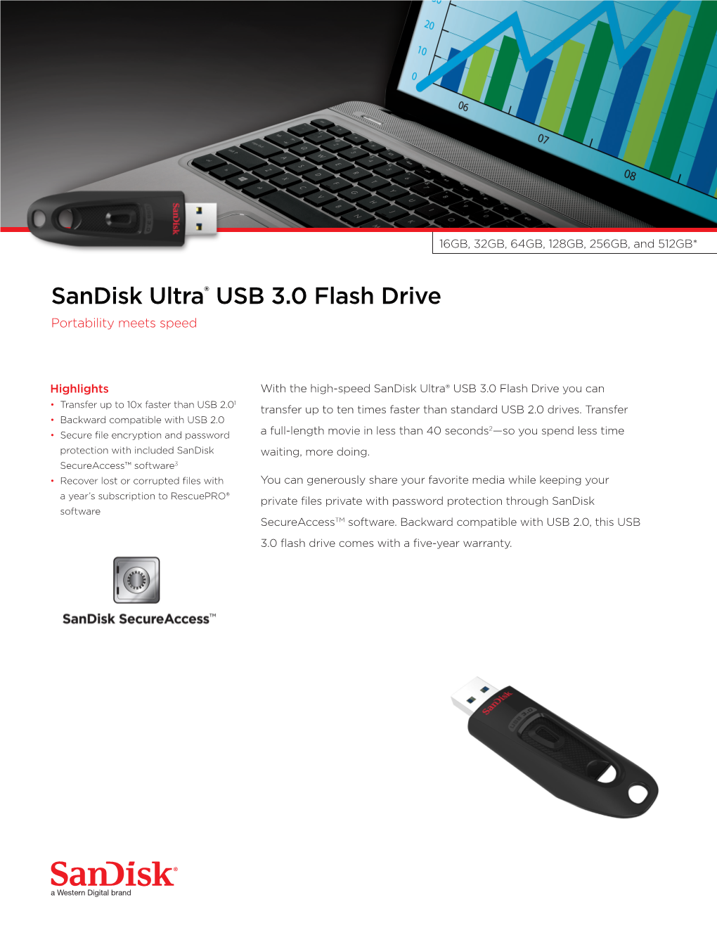 Sandisk Ultra® USB 3.0 Flash Drive Datasheet