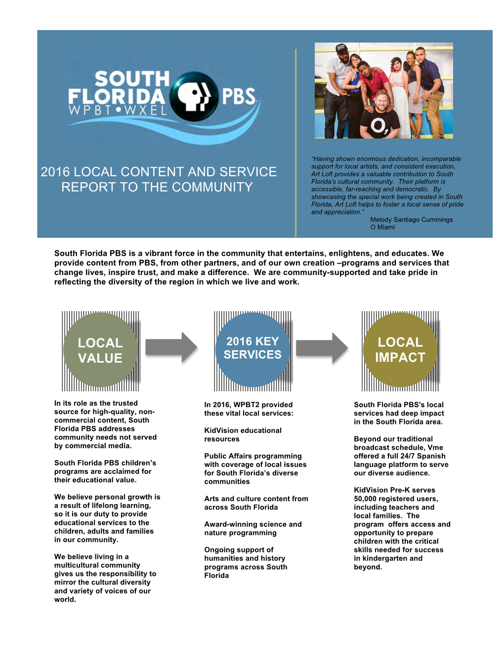 2016 Local Content and Service Report to The