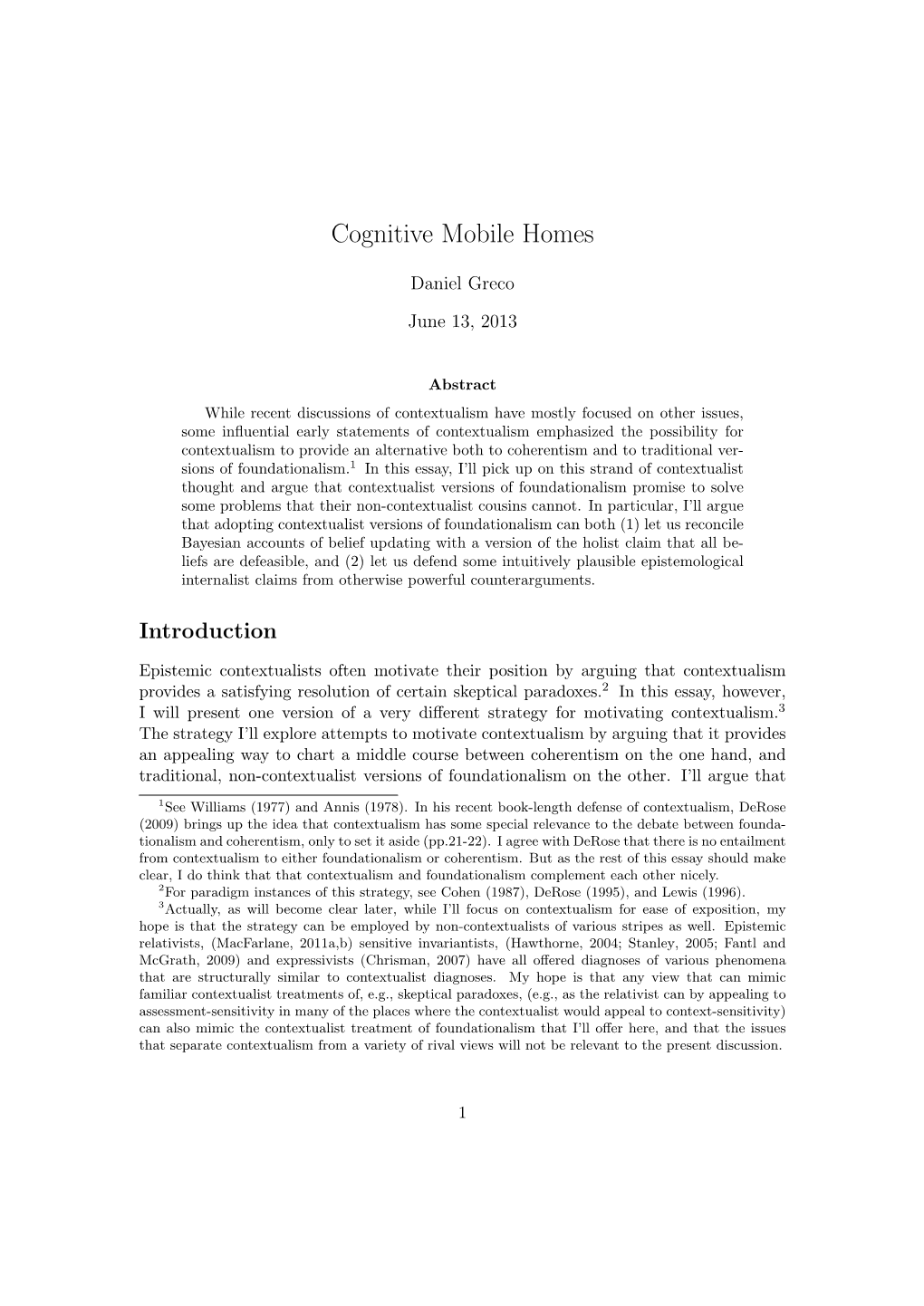 Cognitive Mobile Homes