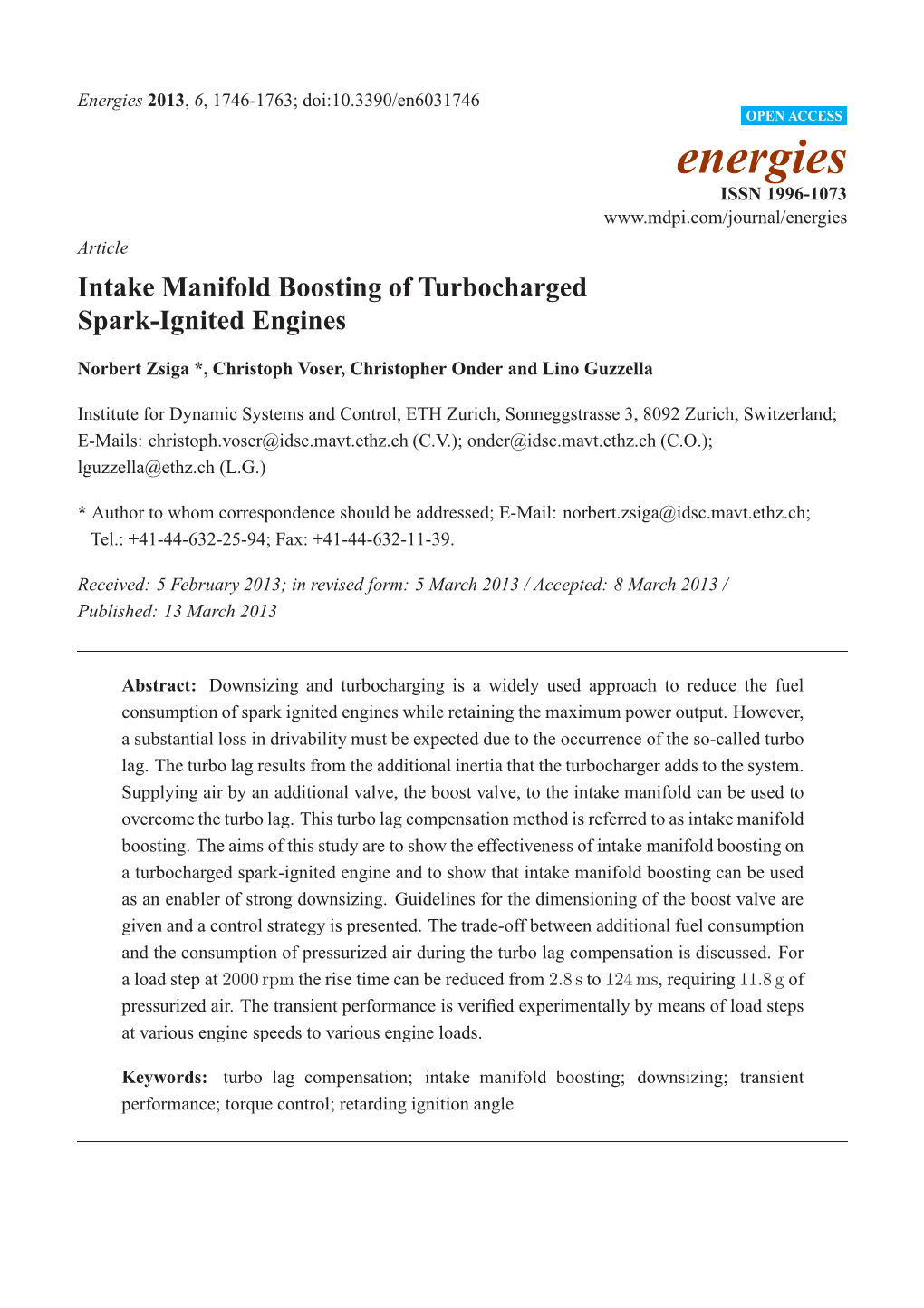 Intake Manifold Boosting of Turbocharged Spark-Ignited Engines