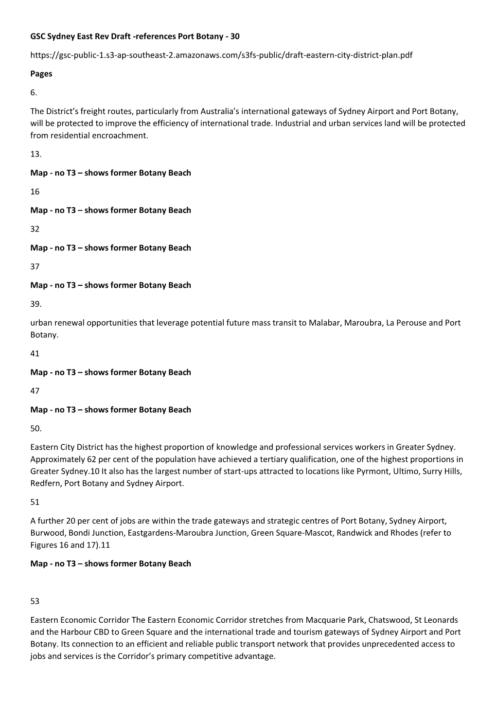 References to Port Botany in GSC Sydney East Rev Draft