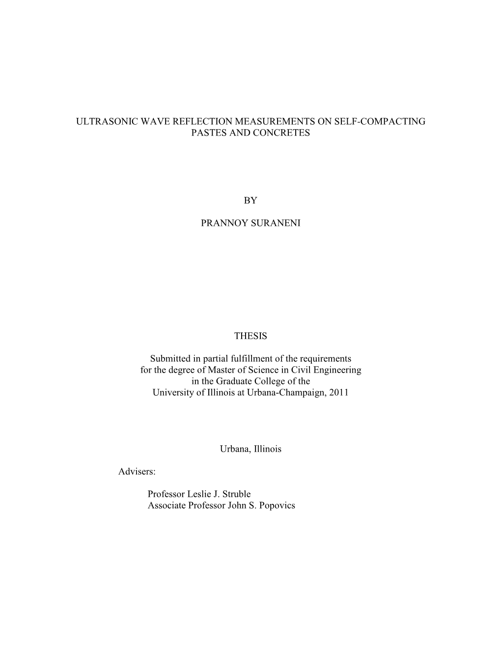 Ultrasonic Wave Reflection Measurements on Self�Compacting Pastes and Concretes