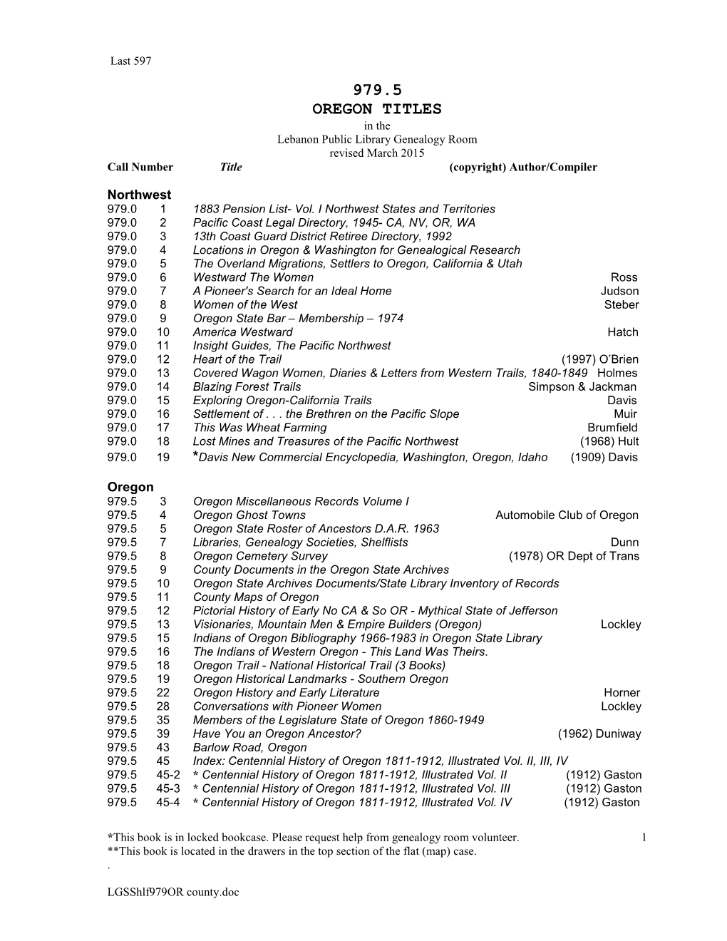 Lebanon Genealogical Society Leb Gen Soc 979.5 169 Obituaries, Willamette Valley OR , 1986, Vol I (1986) Milligan Et Al