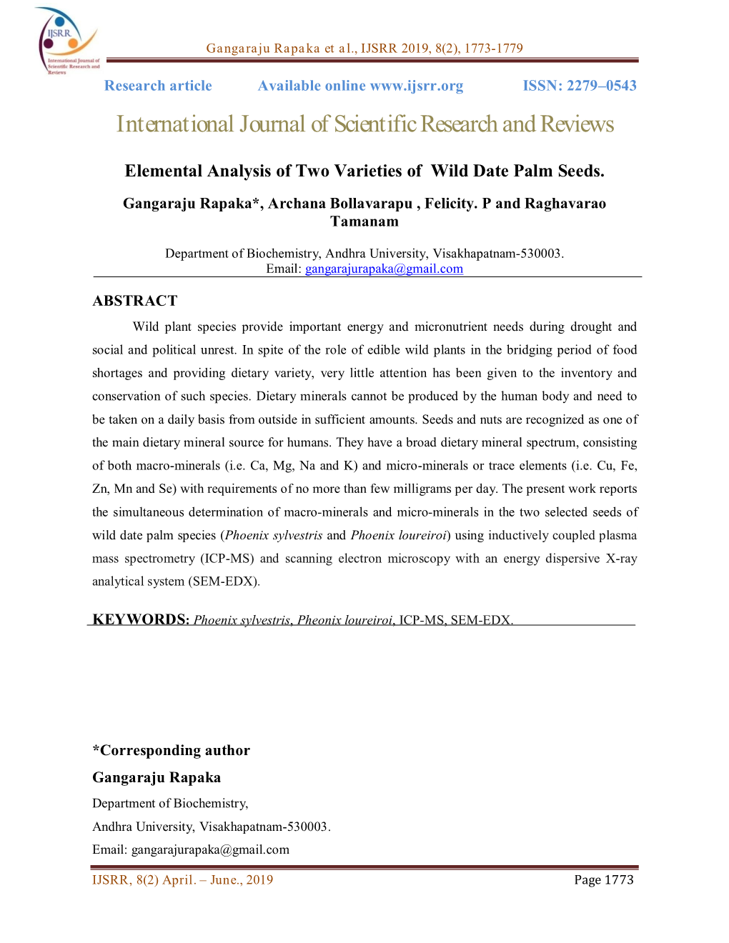 Elemental Analysis of Two Varieties of Wild Date Palm Seeds