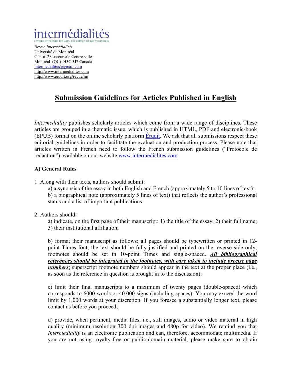 Submission Guidelines for Articles Written in English