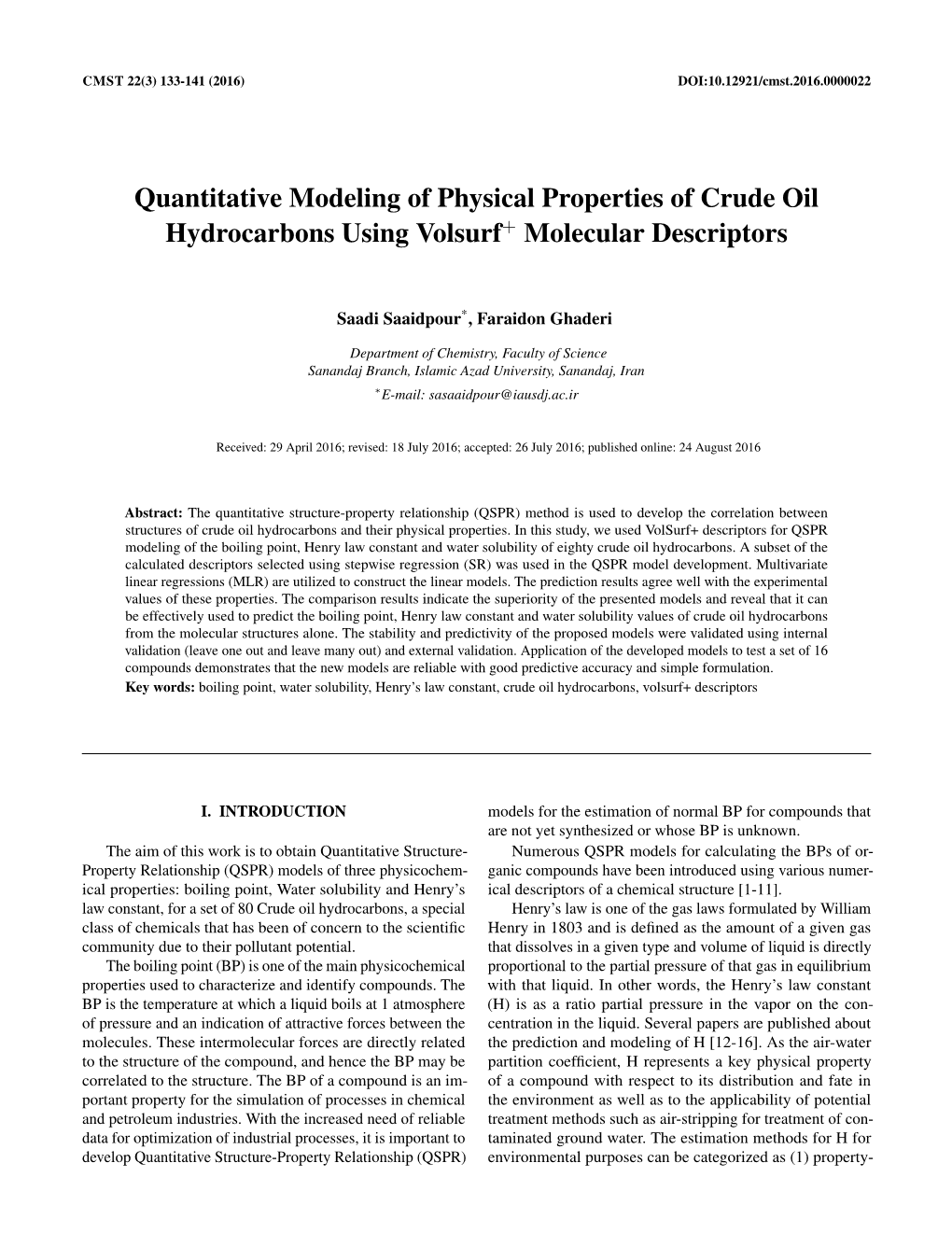 Quantitative Modeling of Physical Properties of Crude Oil Hydrocarbons Using Volsurf+ Molecular Descriptors