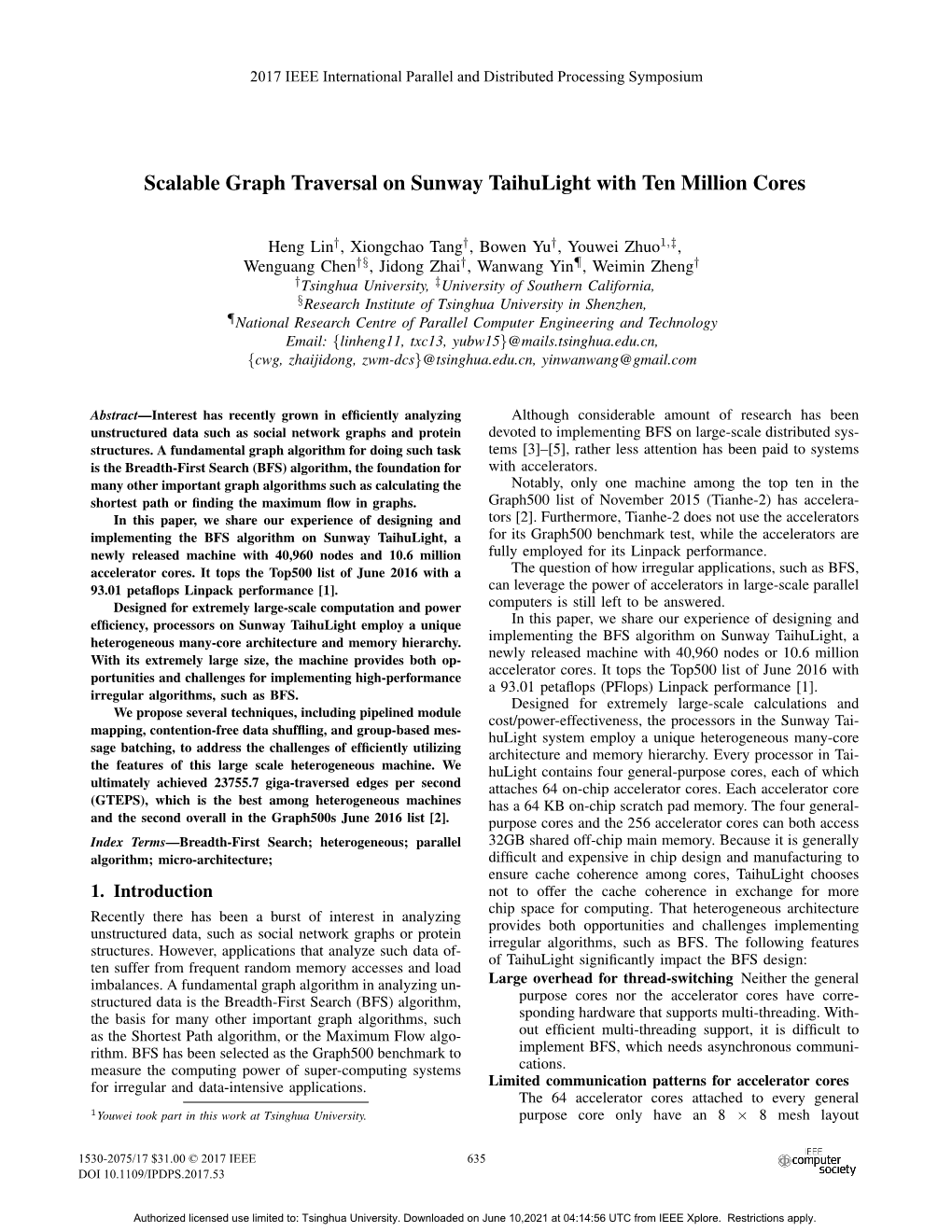 Scalable Graph Traversal on Sunway Taihulight with Ten Million Cores