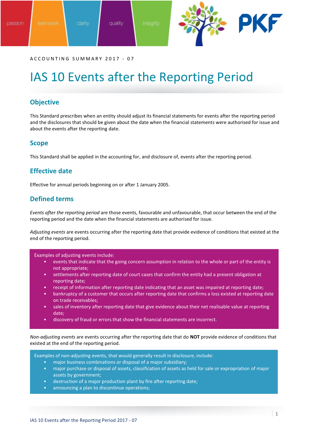 IAS 10 Events After Reporting Period