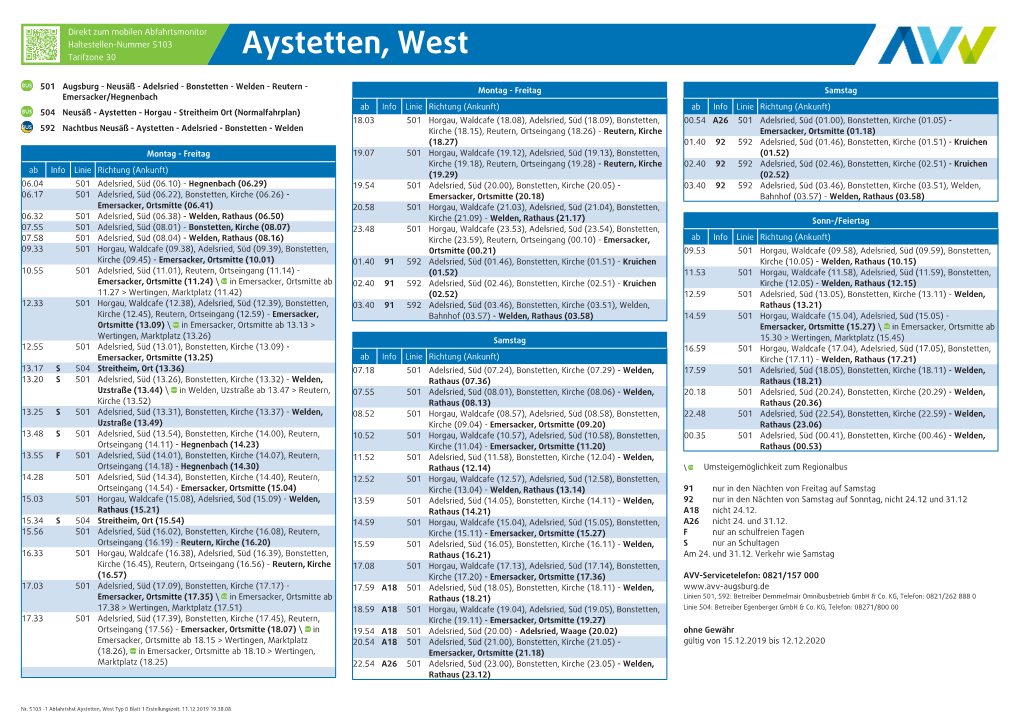 Aystetten, West Tarifzone 30