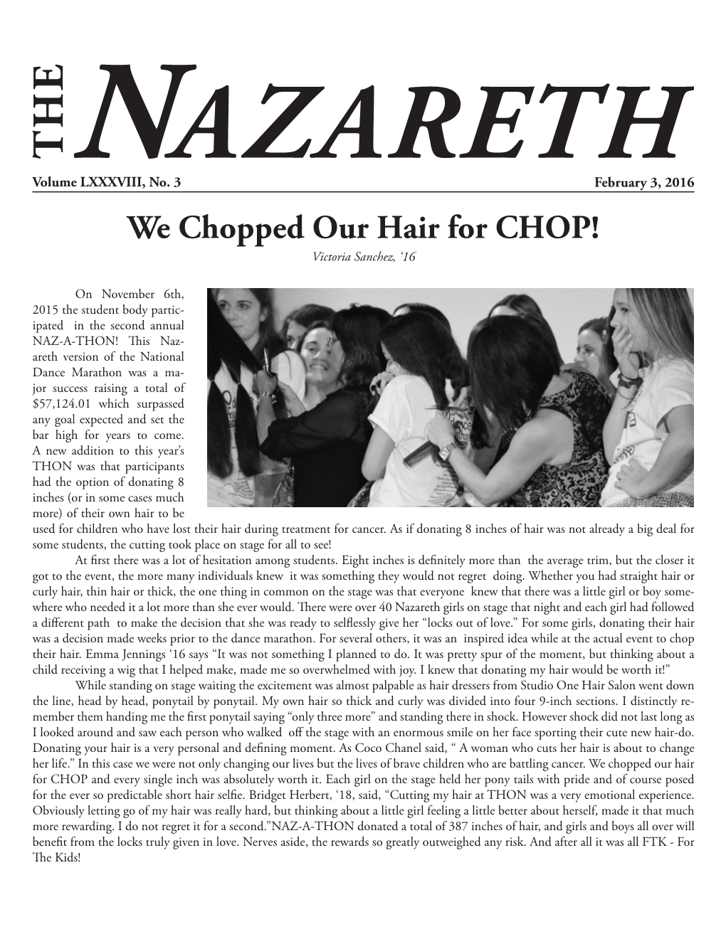 We Chopped Our Hair for CHOP! Victoria Sanchez, ‘16