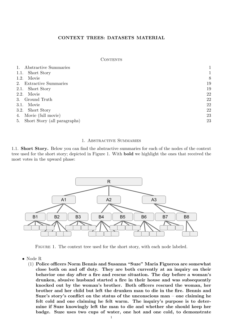 Context Trees: Datasets Material