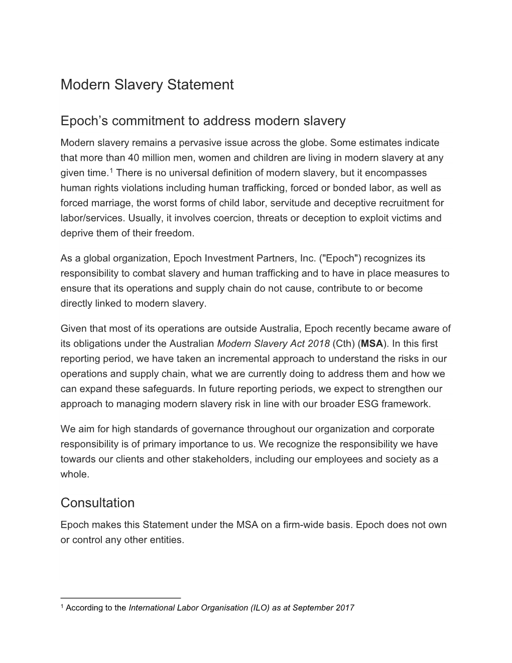 Modern Slavery Statement