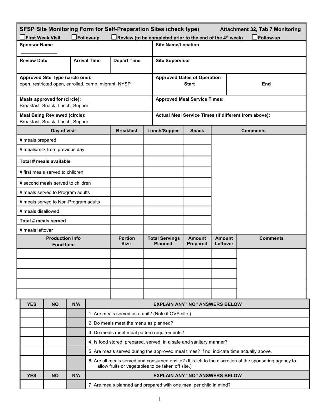 Site Review Form (Self-Preparation Programs)