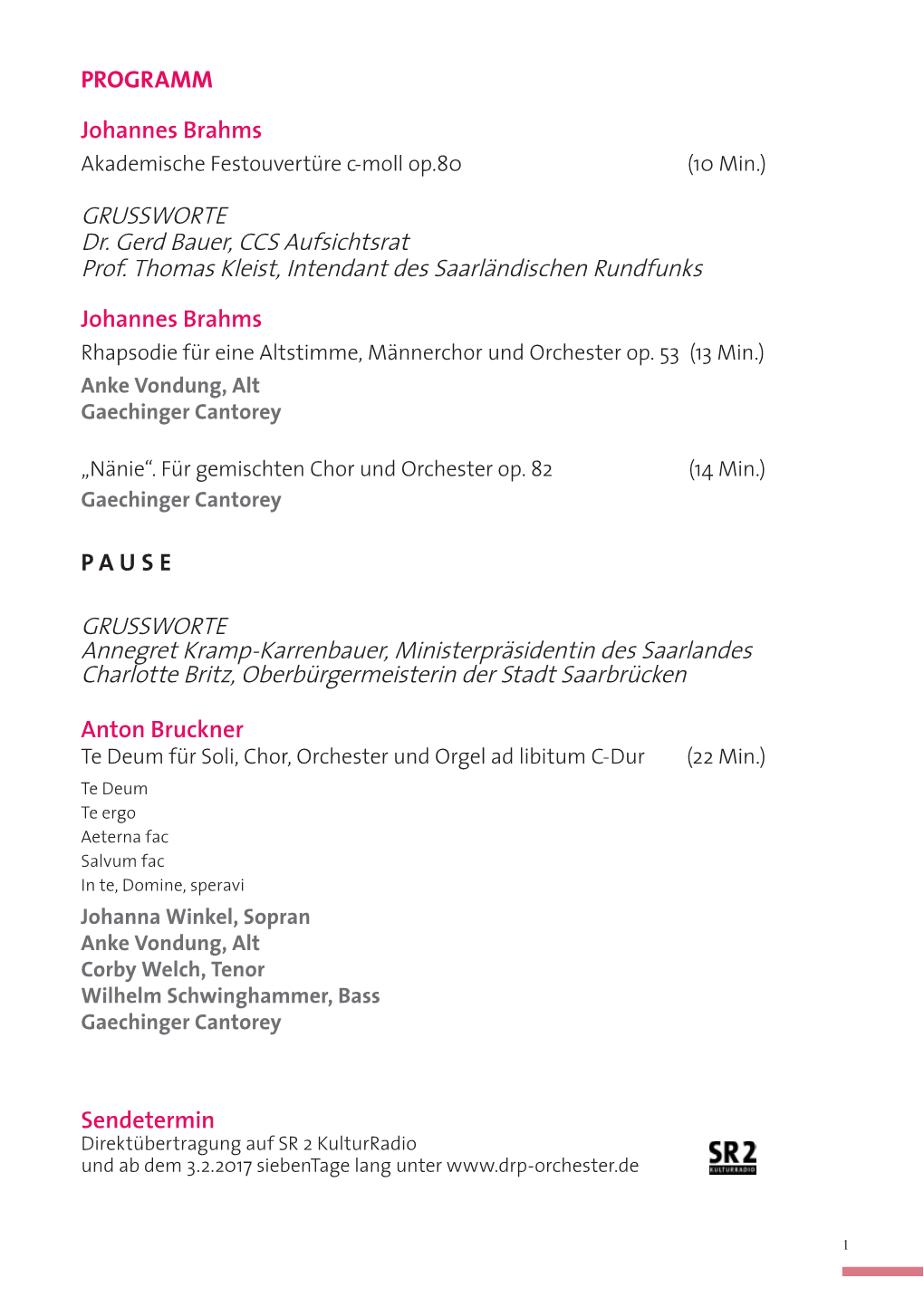 PROGRAMM Johannes Brahms