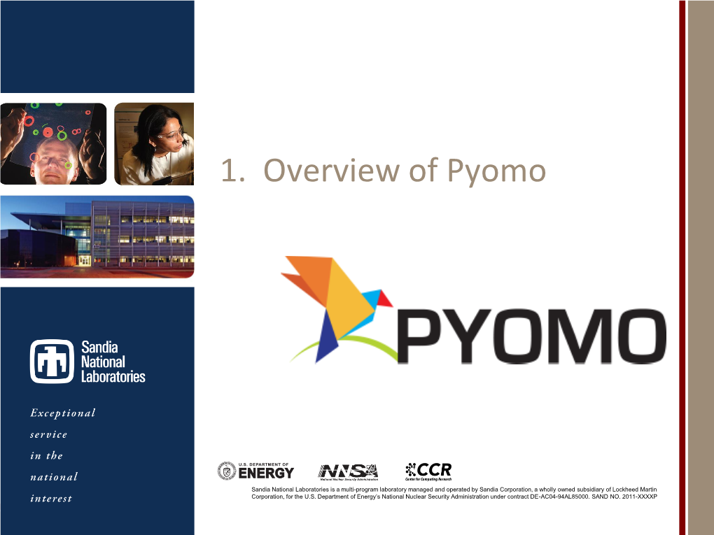 1. Overview of Pyomo John D