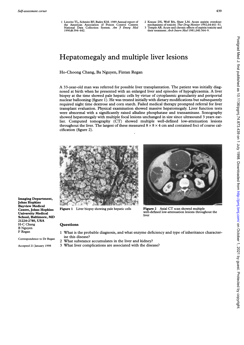 Hepatomegaly and Multiple Liver Lesions