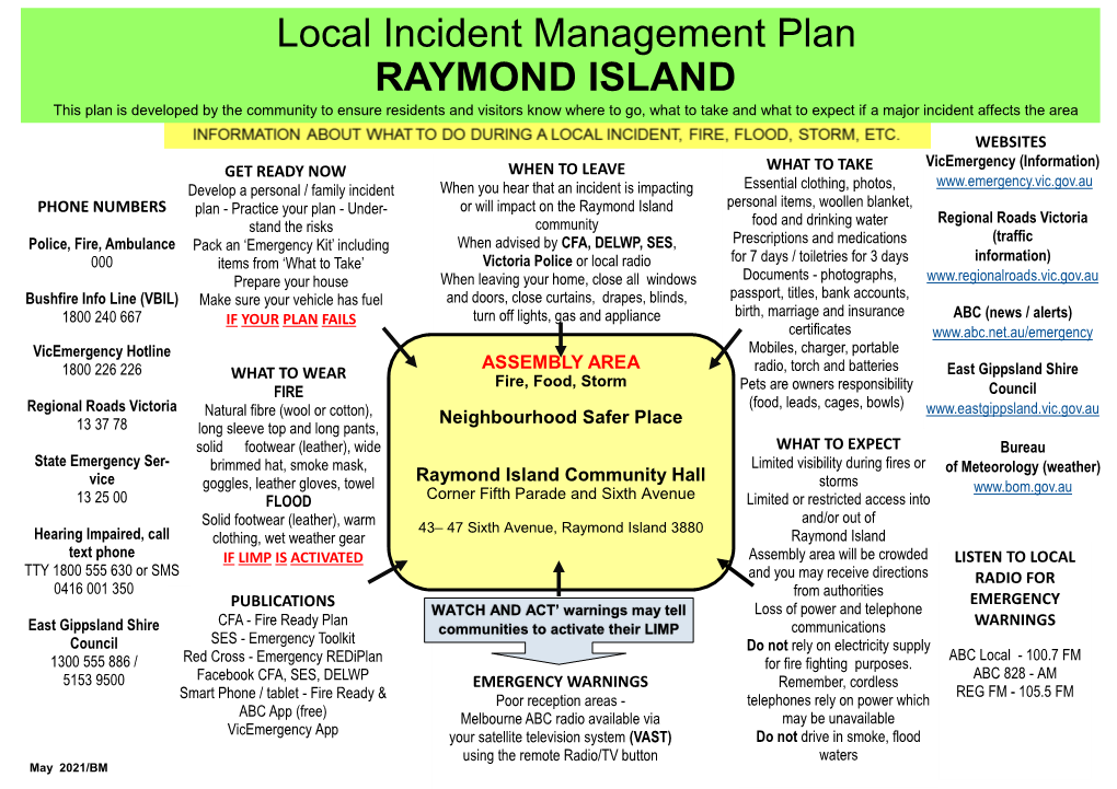 Local Incident Management Plan RAYMOND ISLAND