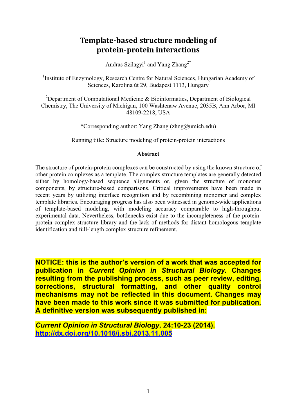 Template-Based Structure Modeling of Protein-Protein Interactions