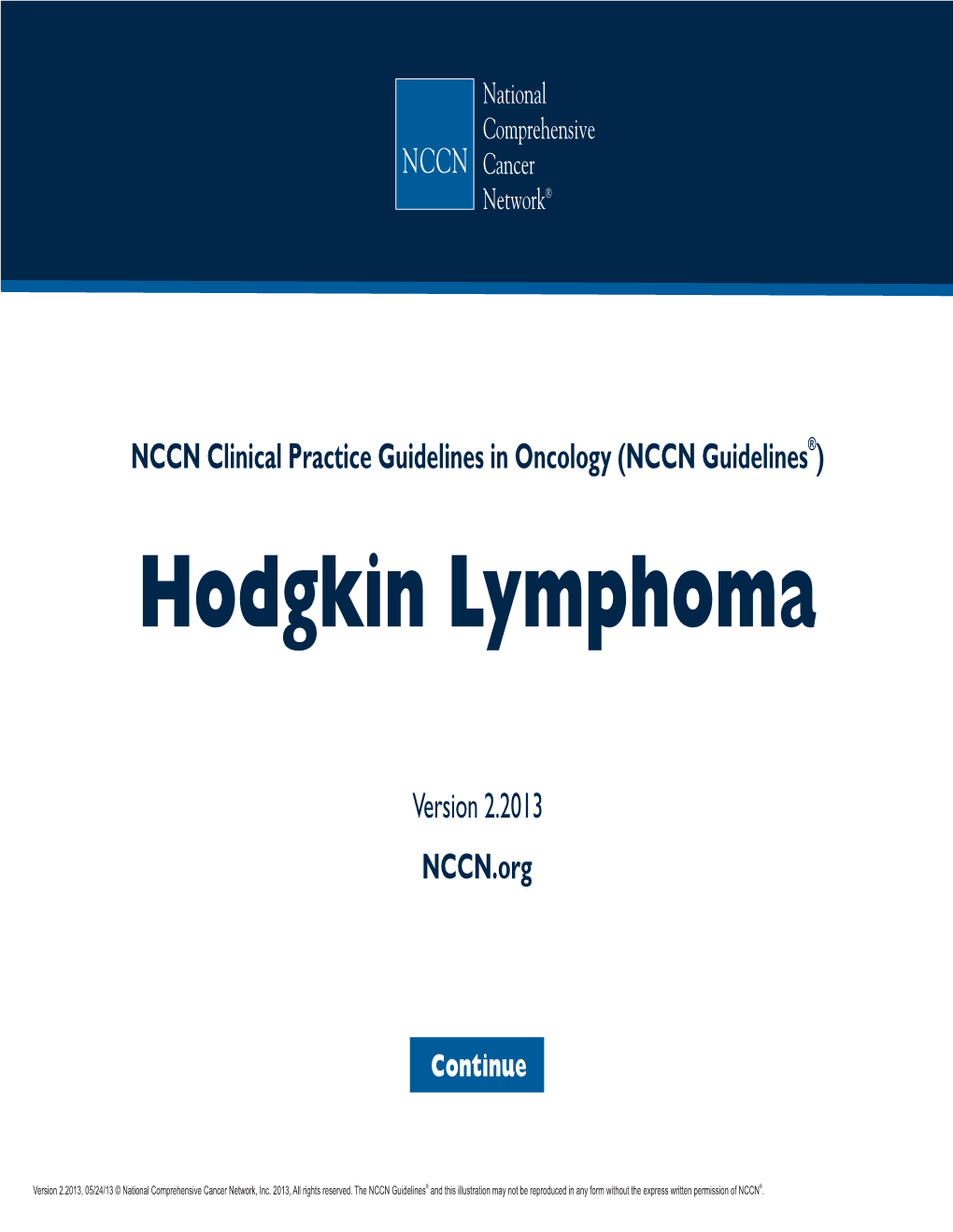 (NCCN Guidelines®) Hodgkin Lymphoma