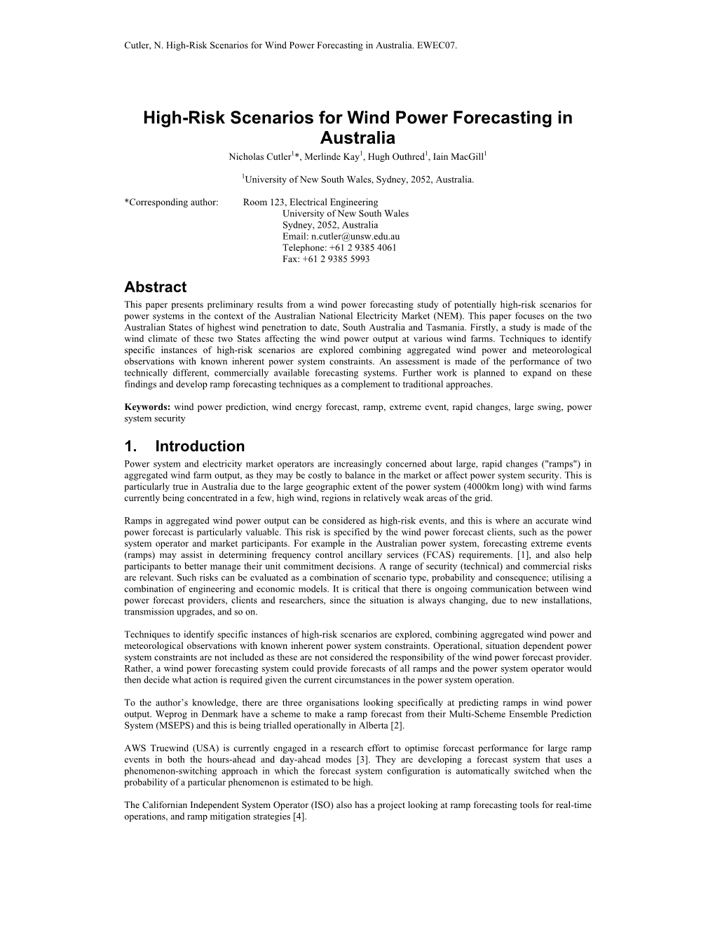 High-Risk Scenarios for Wind Power Forecasting in Australia