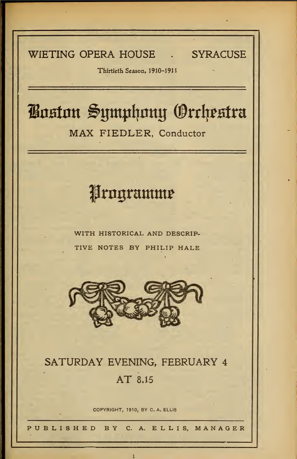 Boston Symphony Orchestra Concert Programs, Season 30,1910-1911, Trip